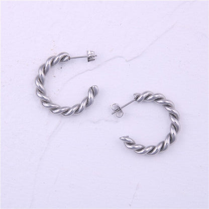 Big Twisted Hoop Earrings For Women Gold Silver Color Stainless Steel Wedding Earrings Large Vintage Retro Hoop Earrings Femme